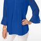 Charter Club Blusa feminina com babados duplos e pregas lisas, azul, tamanho XX-G
