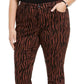 Calça jeans skinny feminina plus size com estampa de tigre e cintura média da INC Iternational Concepts, marrom, tamanho PS