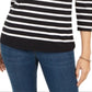 Blusa feminina listrada e estampada floral Charter Club, preta, tamanho pequeno