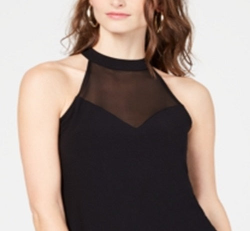 INC International Concepts Top feminino Illusion com decote halter, preto, tamanho GG
