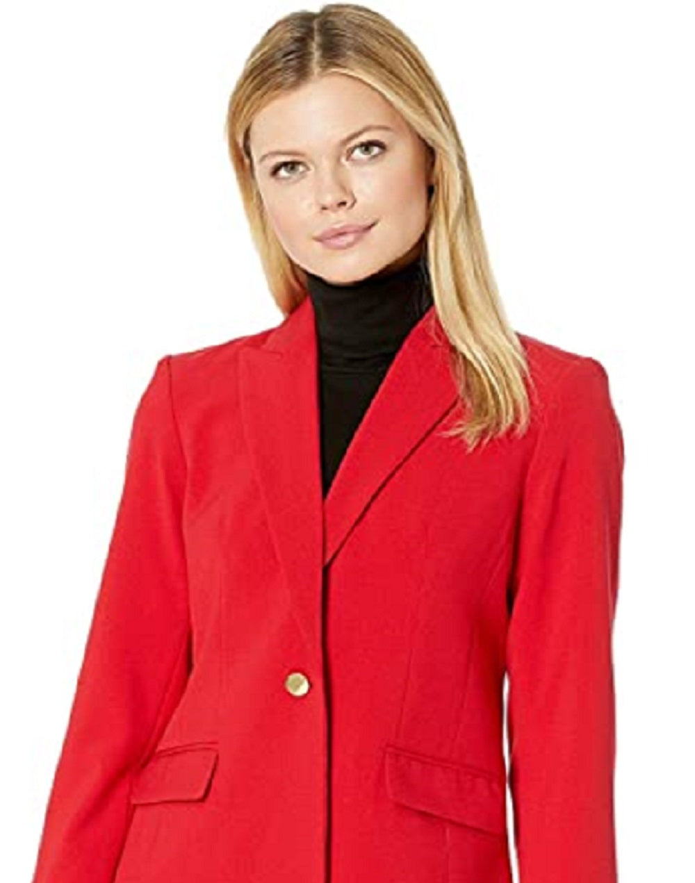 Jaqueta Calvin Klein Feminina com Botões Frontais, Vermelha, Tamanho 8