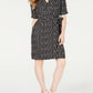 Vestido envelope estampado feminino Calvin Klein, preto, tamanho 6