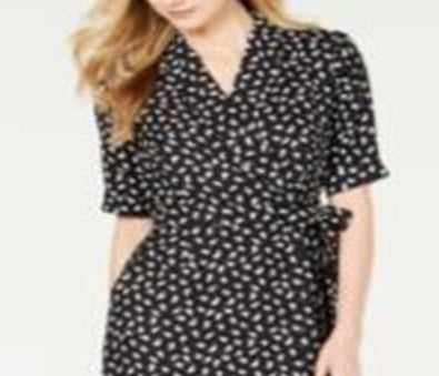 Vestido envelope estampado feminino Calvin Klein, preto, tamanho 6