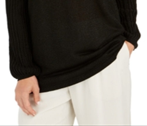 Blusa feminina com lantejoulas brilhantes da coleção JM, preta, tamanho extragrande