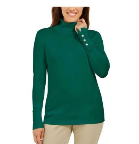 JM Collection Blusa de gola alta feminina verde tamanho grande