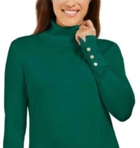 JM Collection Blusa de gola alta feminina verde tamanho grande