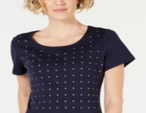 Karen Scott Top Feminino de Algodão com Estrelas Azul Escuro Tamanho Pequeno P/M