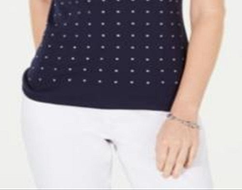 Karen Scott Top Feminino de Algodão com Estrelas Azul Escuro Tamanho Pequeno P/M