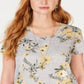 Blusa feminina de algodão com estampa floral Style &amp; Co, cinza, tamanho pequeno