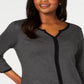 Karen Scott Blusa Feminina Heather Raglan Keyhole Cinza Tamanho X-S