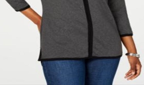 Karen Scott Blusa Feminina Heather Raglan Keyhole Cinza Tamanho X-S