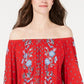 Top feminino estampado ombro a ombro estilo &amp; co vermelho tamanho PP