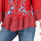 Top feminino estampado ombro a ombro estilo &amp; co vermelho tamanho PP