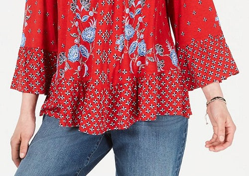 Top feminino estampado ombro a ombro estilo &amp; co vermelho tamanho PP