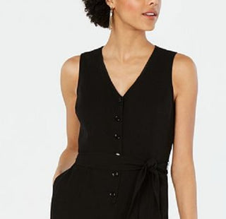 Macacão feminino Bar III de crepe sem mangas, preto, tamanho 4