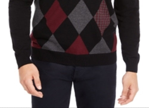 Suéter masculino Pima Argyle com zíper de um quarto, preto, tamanho XXX-G