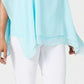 JM Collection Top poncho feminino com mangas divididas, azul, tamanho pequeno G