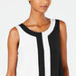 Blusa sem mangas Alfani feminina com blocos de cores, preta, tamanho pequeno e pequeno