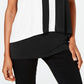 Blusa sem mangas Alfani feminina com blocos de cores, preta, tamanho pequeno e pequeno