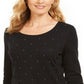 Karen Scott Top Feminino Petite com Tachas Preto Tamanho Petit M