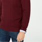 Suéter masculino Club Room Pima Cable com zíper de um quarto, vermelho, tamanho grande