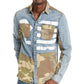 Camisa masculina Buffalo David Bitton Sarax Regular Fit com estampa em blocos de cores, tamanho médio, azul