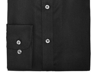 Camisa social masculina Bar III Slim Fit Stretch Easy Care com textura sólida, preta, tamanho M