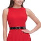 Vestido plissado de malha com cinto feminino Tommy Hilfiger, vermelho, tamanho 6, pequeno