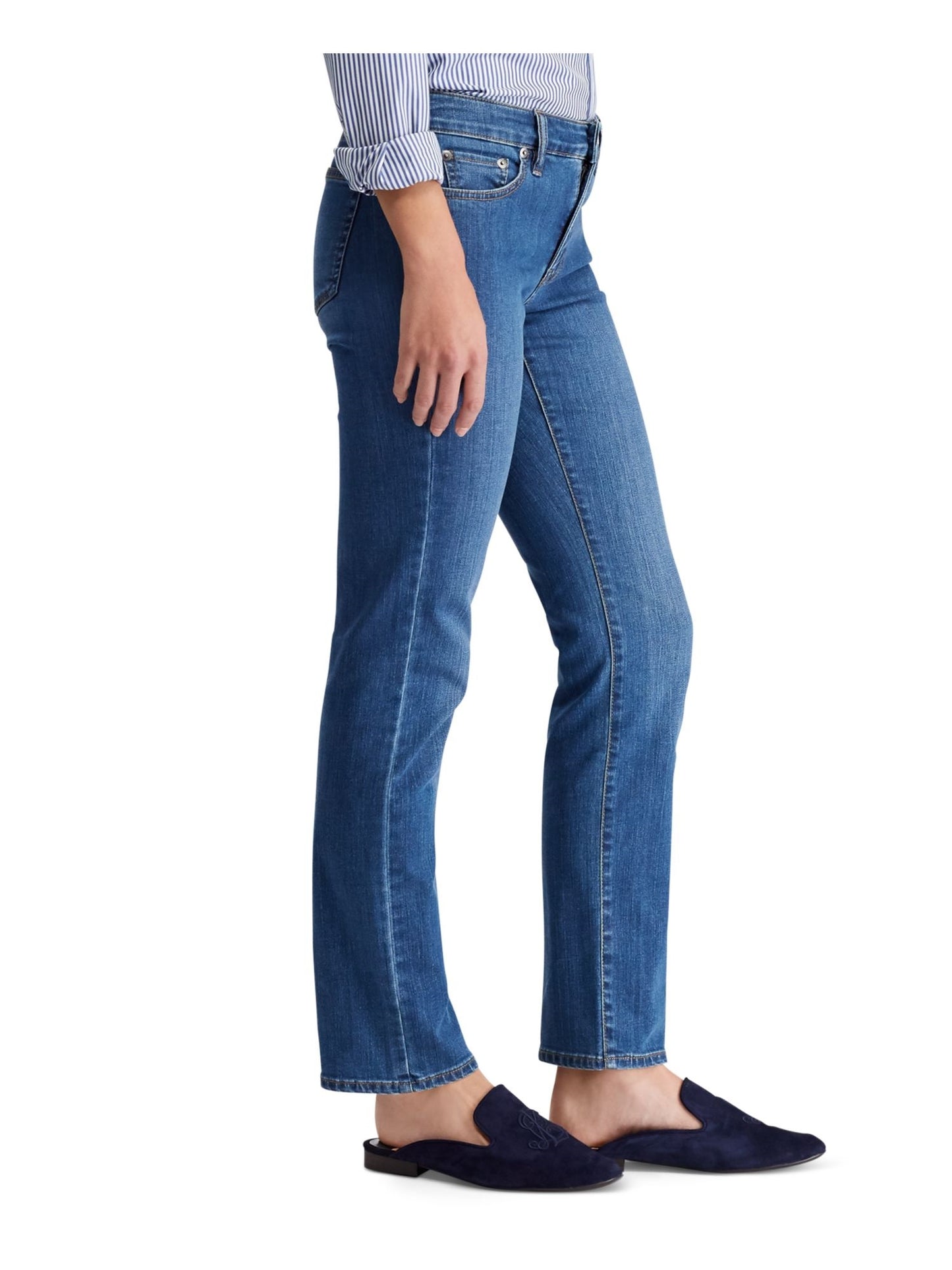 Calça Jeans Ralph Lauren Modern Straight Curvy Feminina Azul Tamanho 6 P
