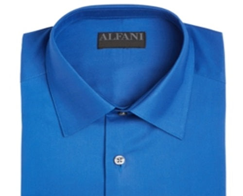 Camisa social masculina Alfani Solid Classic Regular Fit Azul Tamanho 2XL