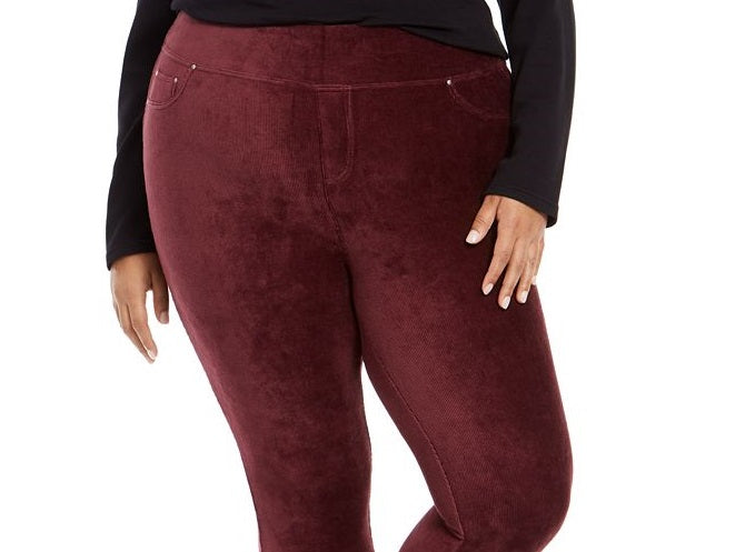 Leggings femininas de veludo cotelê plus size estilo &amp; co, roxas, tamanho 0X