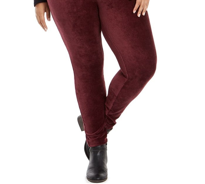 Leggings femininas de veludo cotelê plus size estilo &amp; co, roxas, tamanho 0X