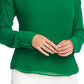 Blusa feminina Vince Camuto de chiffon com manga comprida e decote em V, verde, tamanho pequeno