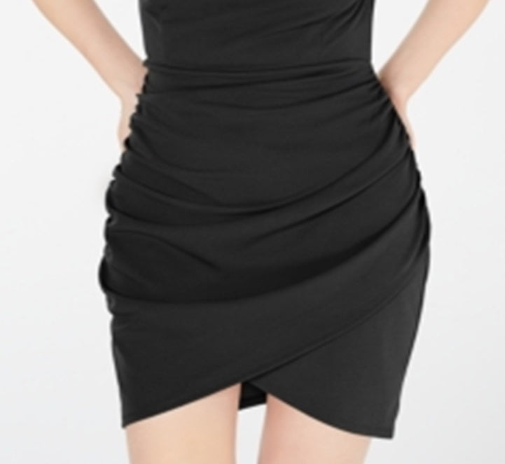 Vestido justo feminino Planet Gold franzido, preto, tamanho XX-S