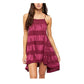Vestido túnica listrado tie-dye com conchas para mulheres da Free People, combinação vinho, tamanho extrapequeno