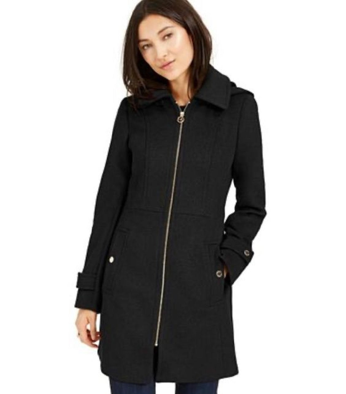 Casaco Walker com capuz Michael Kors Plus feminino, preto, tamanho 2X