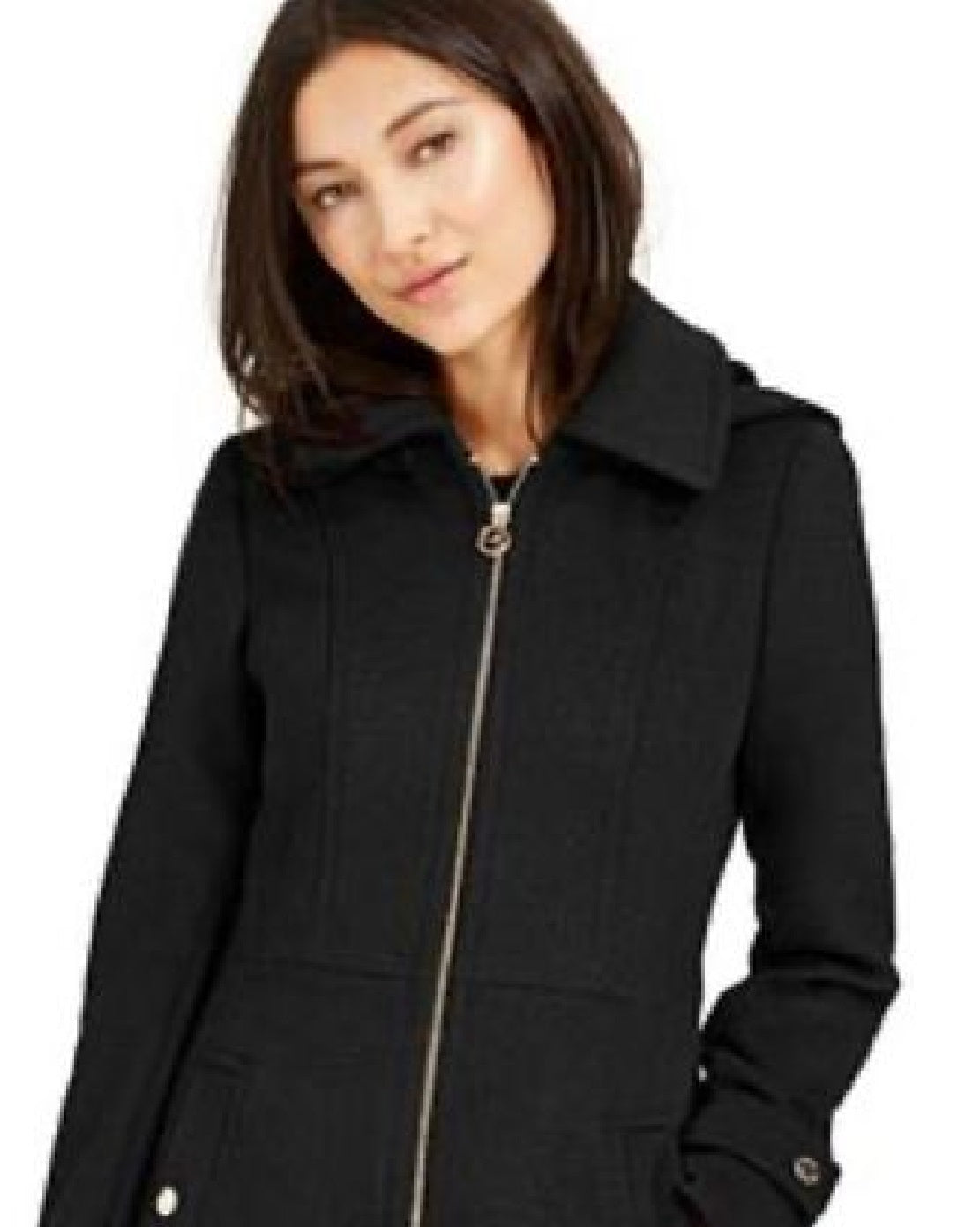 Casaco Walker com capuz Michael Kors Plus feminino, preto, tamanho 2X