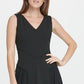 Vestido midi flare com saia de malha DKNY feminino, preto, tamanho 6