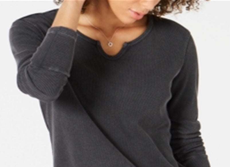 Blusa térmica feminina de algodão estilo &amp; co, cinza, tamanho pequeno L