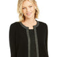 Cardigan feminino de cashmere com acabamento em lurex Charter Club, preto, tamanho grande