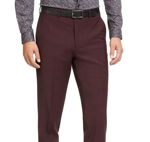 Calça de terno masculina Bar III Slim Fit Active Stretch Solid vermelha tamanho 31x32