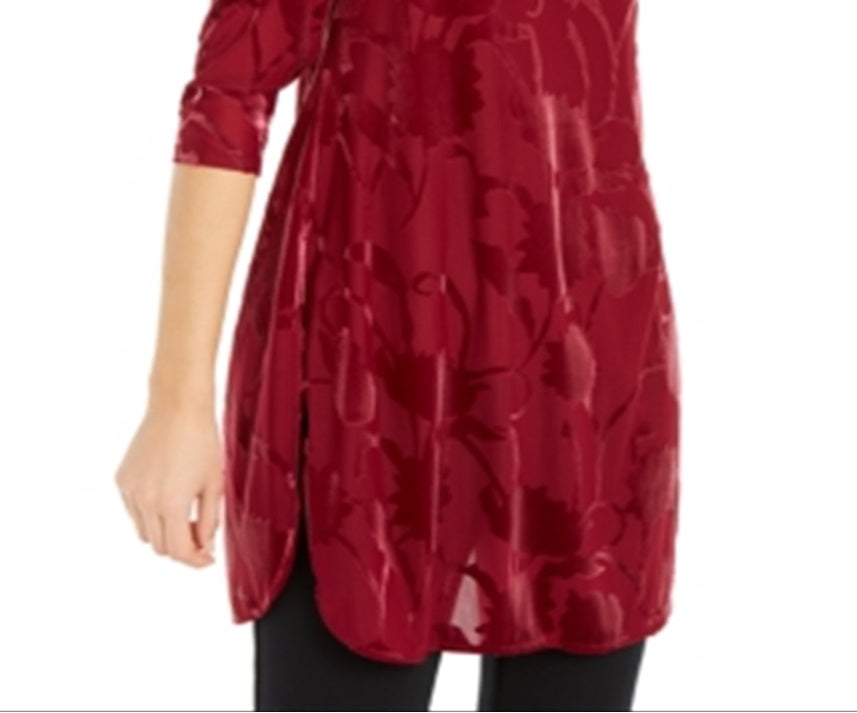 Blusa feminina Alfani com manga dolman, vermelha, tamanho médio