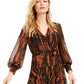 Vestido envelope feminino Bar III com estampa animal e babados, laranja, tamanho X-S
