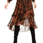Vestido envelope feminino Bar III com estampa animal e babados, laranja, tamanho X-S