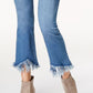 Calça jeans feminina cropped com franjas da INC International Concepts, azul, tamanho 18