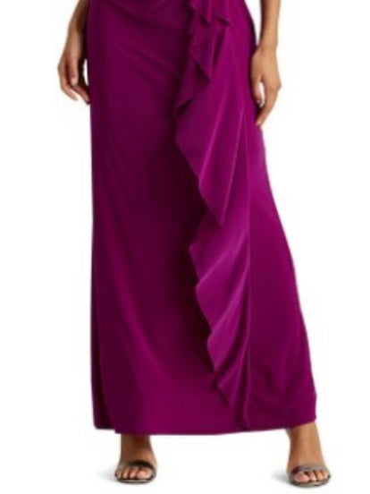 Vestido Ralph Lauren Feminino com Babados e Mangas Flutter, Roxo, Tamanho 6