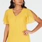 Vestido feminino Thalia Sodi com decote em V e alças finas, amarelo, tamanho XX-G