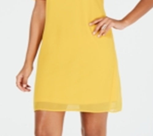 Vestido feminino Thalia Sodi com decote em V e alças finas, amarelo, tamanho XX-G