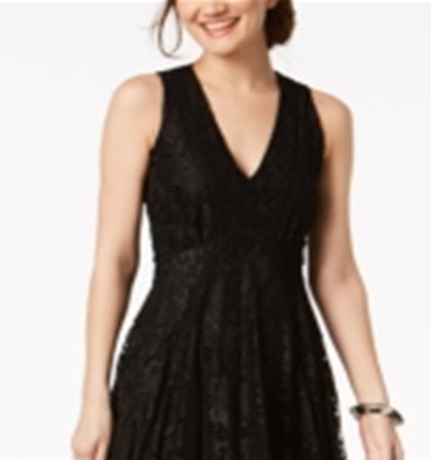 Vestido feminino Taylor estampado com bainha de lenço e renda, preto, tamanho 14