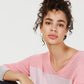 Suéter feminino de cashmere listrado com enrolado Charter Club, rosa, tamanho pequeno